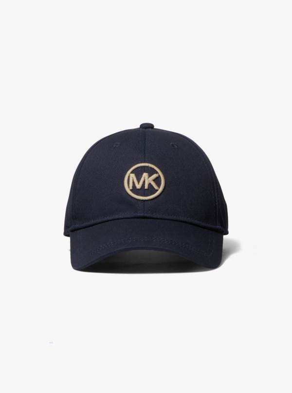Detske Klobuky Michael Kors Logo Embroidered Cotton Baseball Námornícka Modrá - Doplnky Michael Kors Obchod | VJHFX-3572